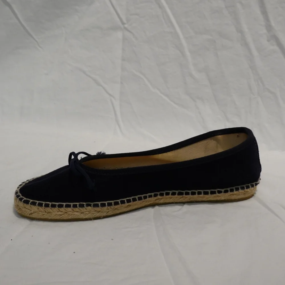 LA MAISON DE L'ESPADRILLE Navy Suede Ballet Flat Espadrille - France, size 39